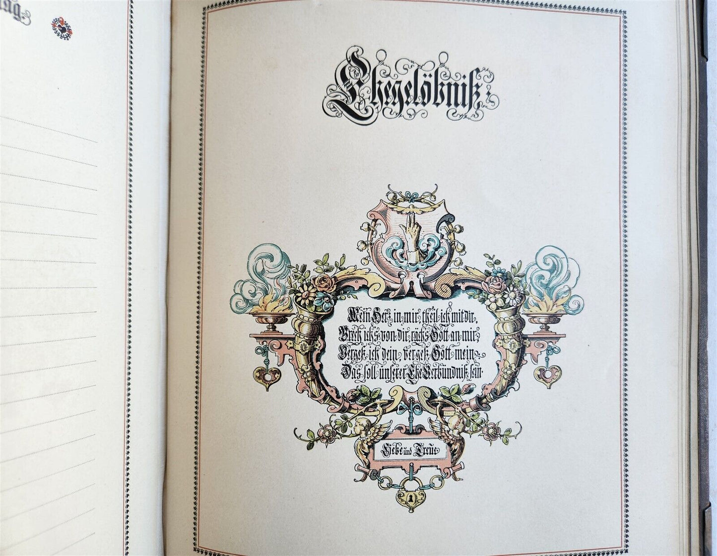 1890 FAMILY CHRONICLE w/ AMAZING BLIND-STAMPED LEATHER BINDING antique