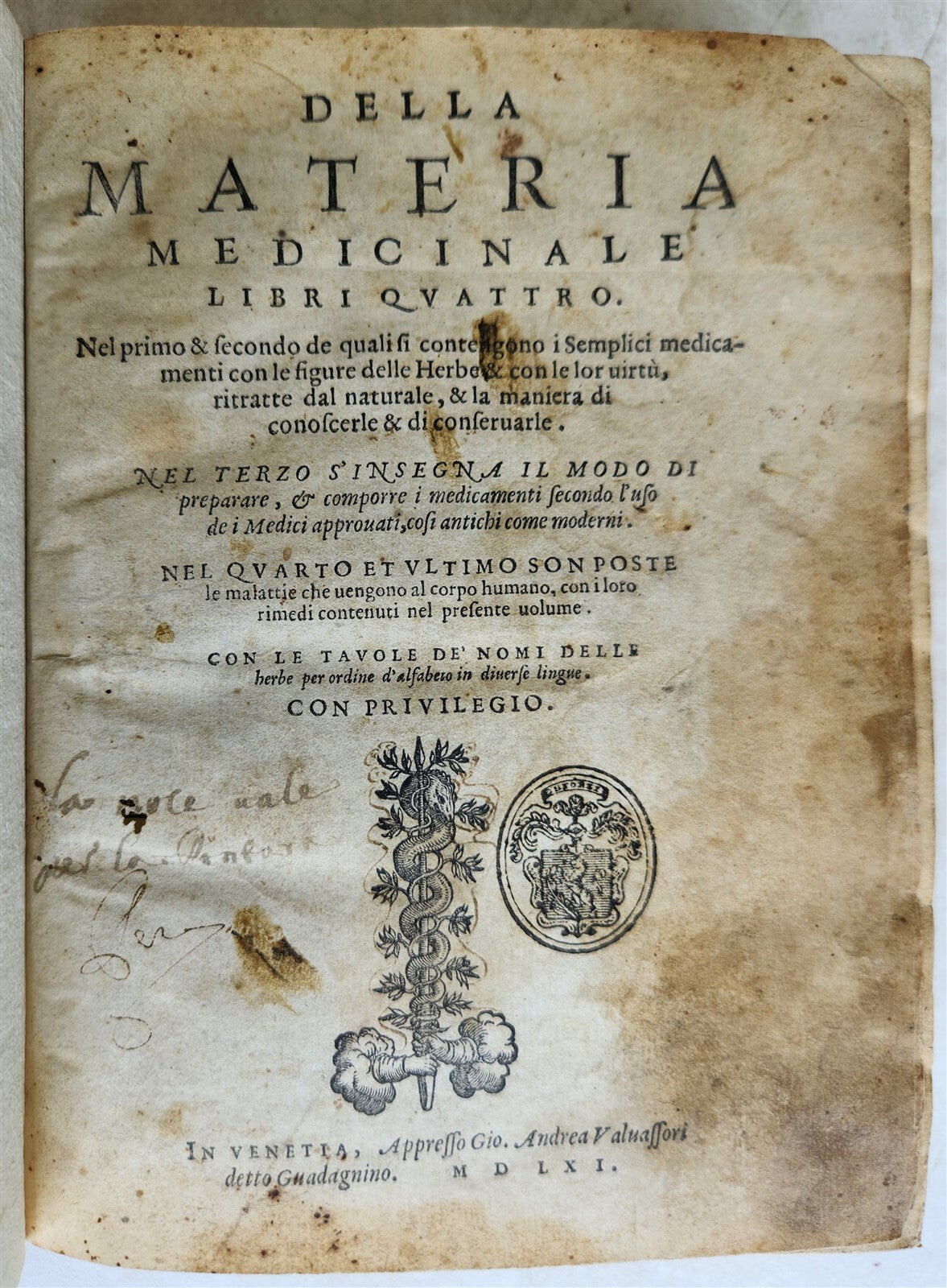 1561 PHARMACOPEIA ILLUSTRATED MEDICAL PLANTS by SANSOVINO antique 16th CENTURY