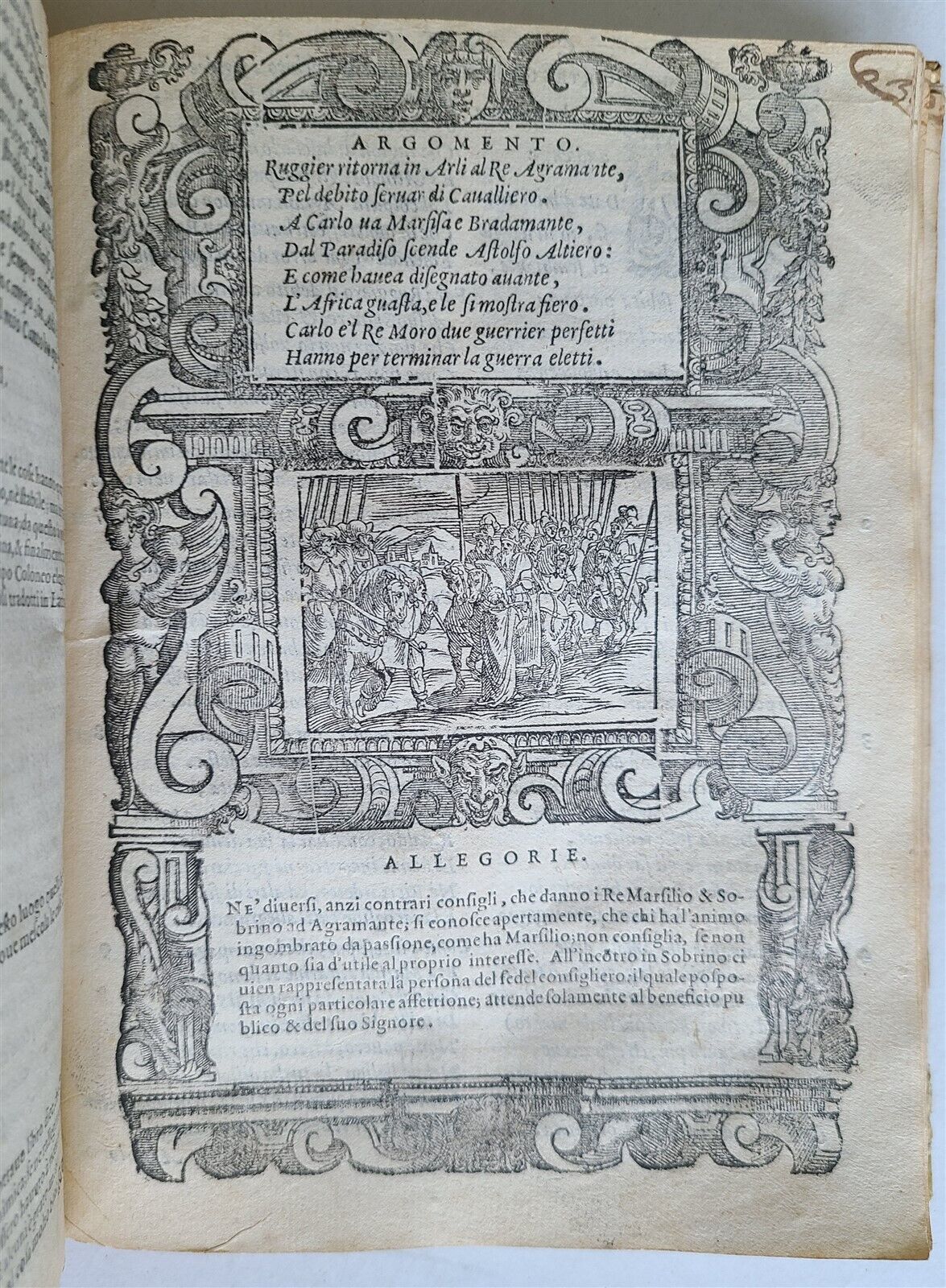 1583 ORLANDO FURIOSO by Ludovico ARIOSTO STRIKINGLY ILLUSTRATED antique vellum