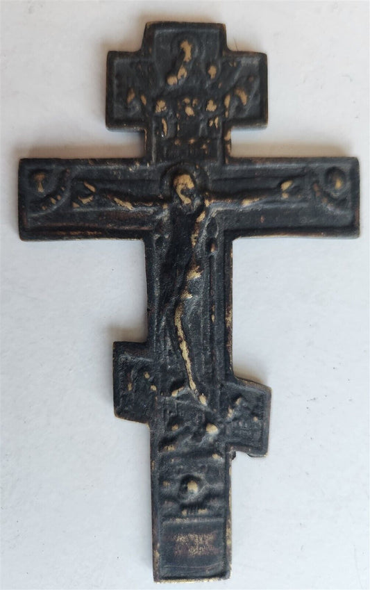 RUSSIAN BRONZE CRUSIFIX ICON 18th CENTURY antique CROSS