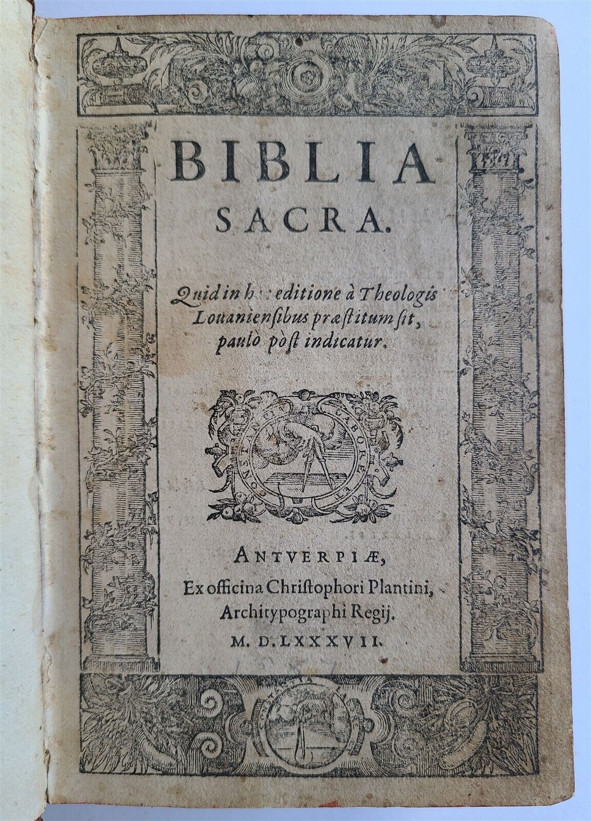 1587 BIBLE 16th CENTURY BIBLIA SACRA by PLANTIN antique OLD & NEW TESTAMENT