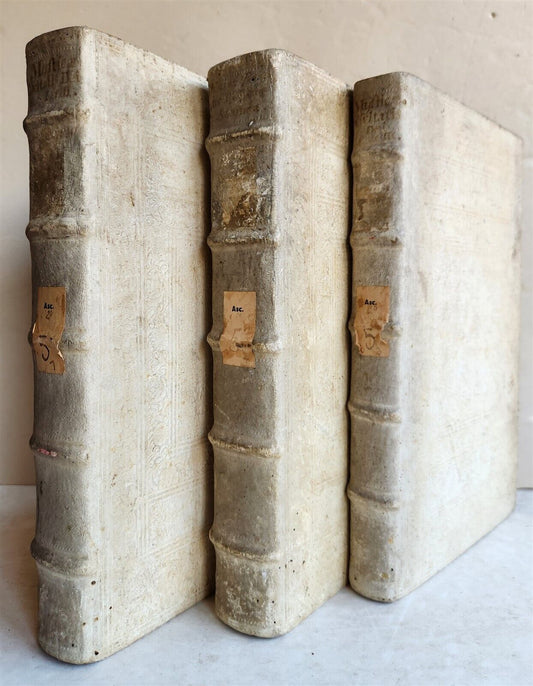 1719 MYSTICA CIVITAS DEI 3 PIGSKIN BOUND FOLIOS antique