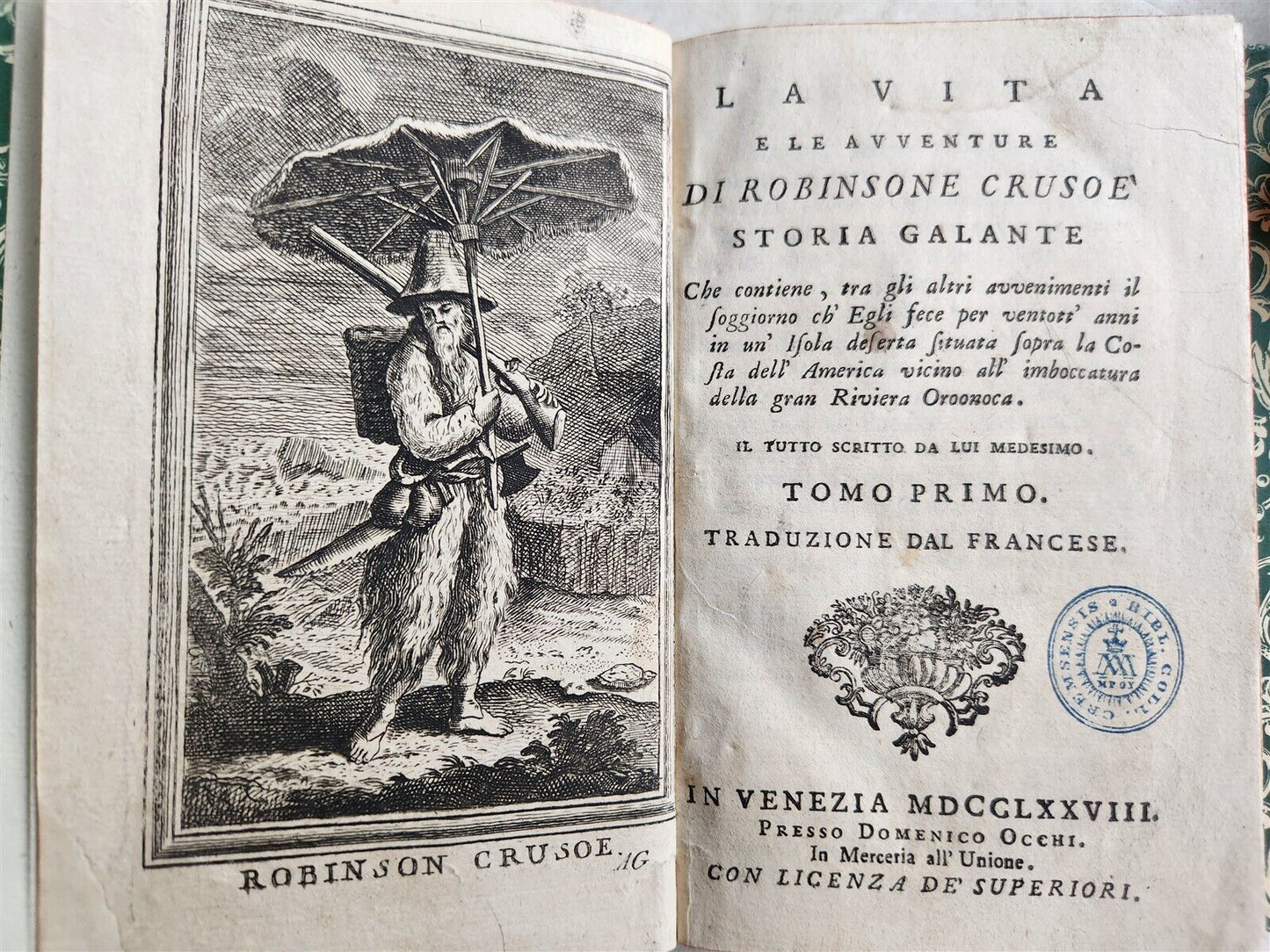 1778 ADVENTURES of ROBINSON CRUSOE by DANIEL DEFORE antique 2 VOLUMES