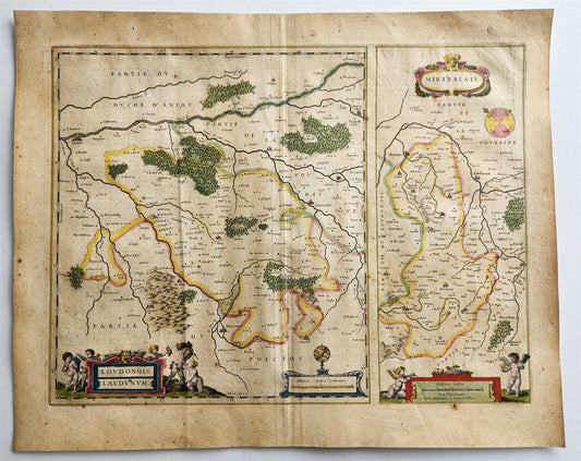 1640 MAP of FRANCE LOUDONOIS by WILLEM BLAEU antique AUTHENTIC hand colored