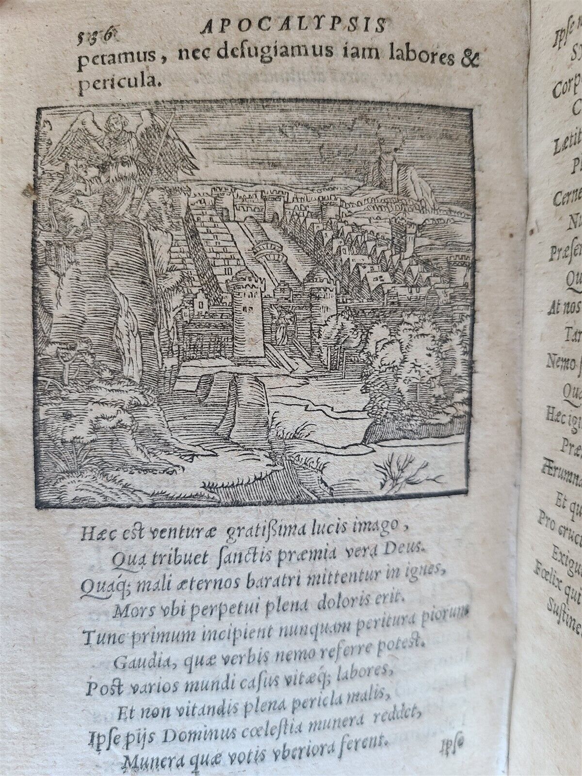 1575 APOCALYPSE COMMENTARY by D. Chytraeus ILLUSTRATED antique pigskin BINDING