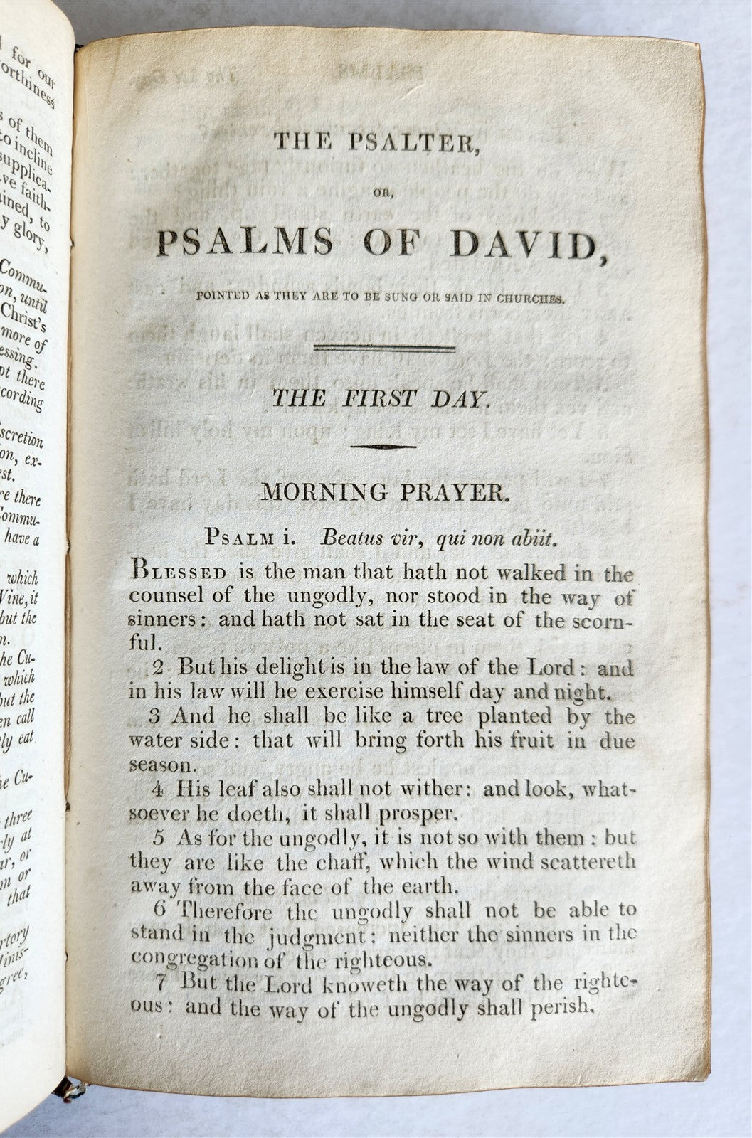 1807 BOOK of COMMON PRAYER w/ PSALTER, or PSALMS of DAVID antique in ENGLISH
