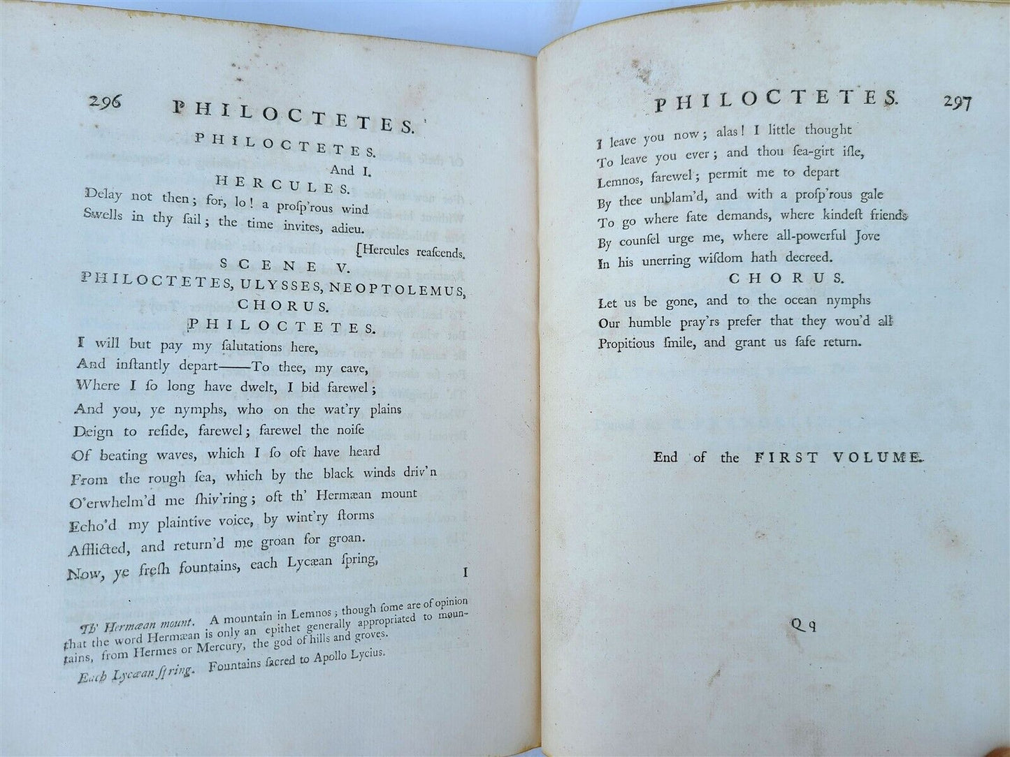 1759 SOPHOCLES in ENGLISH TRAGEDIES 2 FOLIO VOLUMES antique