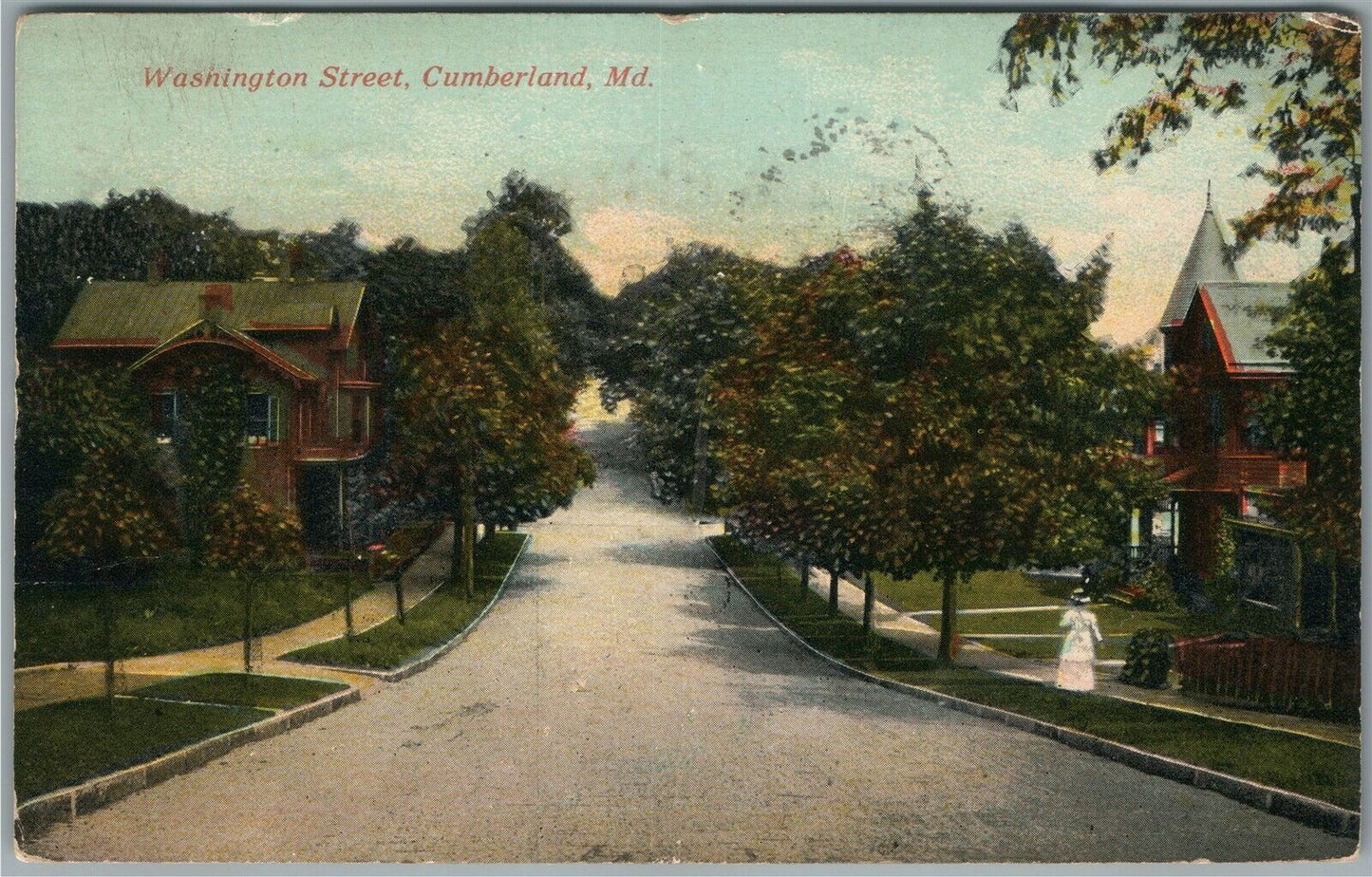 CUMBERLAND MD WASHINGTON STREET ANTIQUE POSTCARD