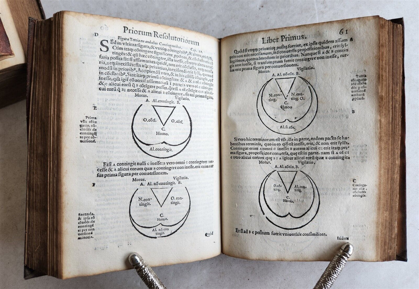 1574 ARISTOTLE 6 VOLS SET ILLUSTRATED antique VELLUM BINDINGS MANUSCRIPT SPINES