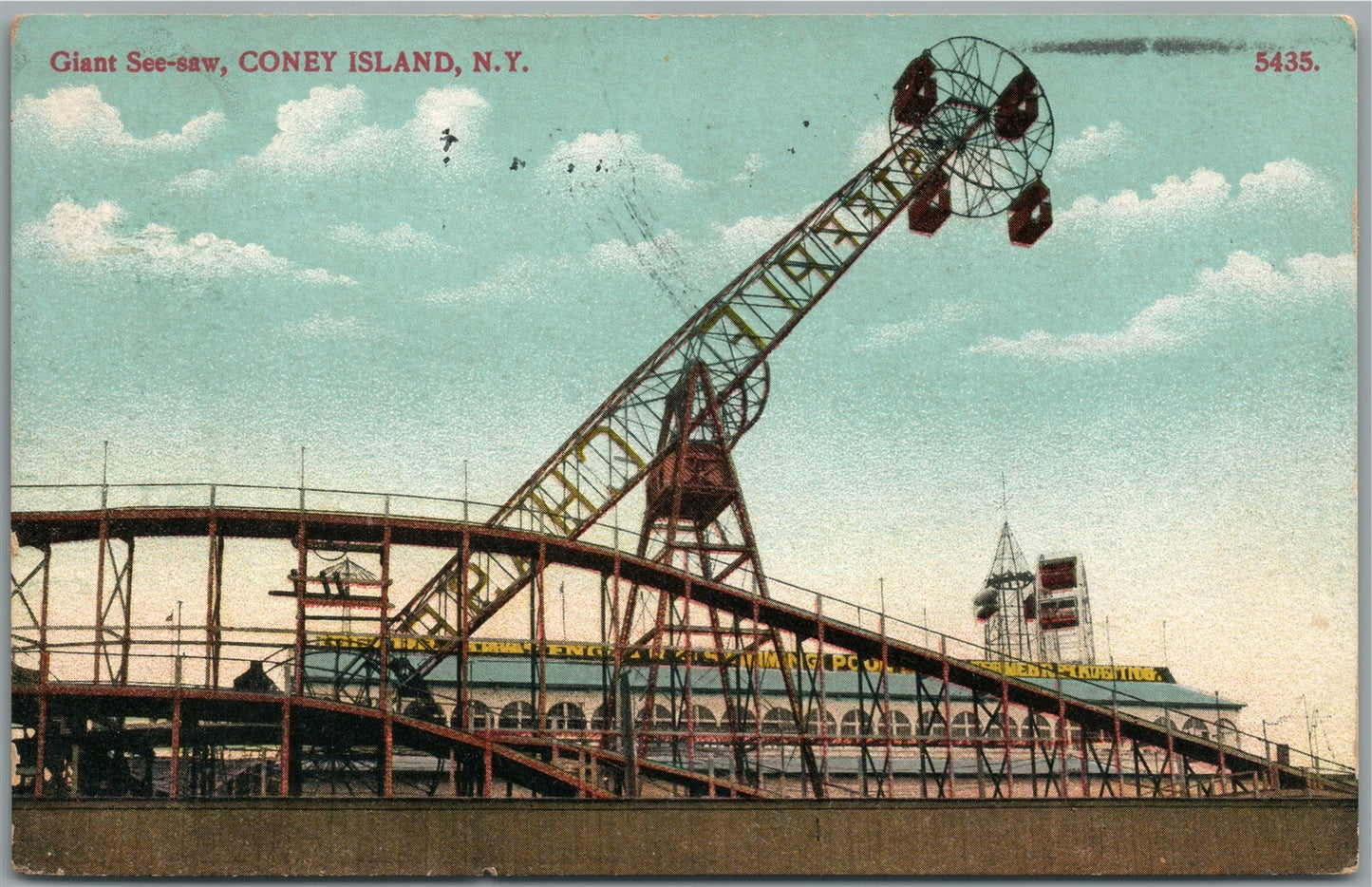 CONEY ISLAND NY GIANT SEA-SAW ANTIQUE POSTCARD