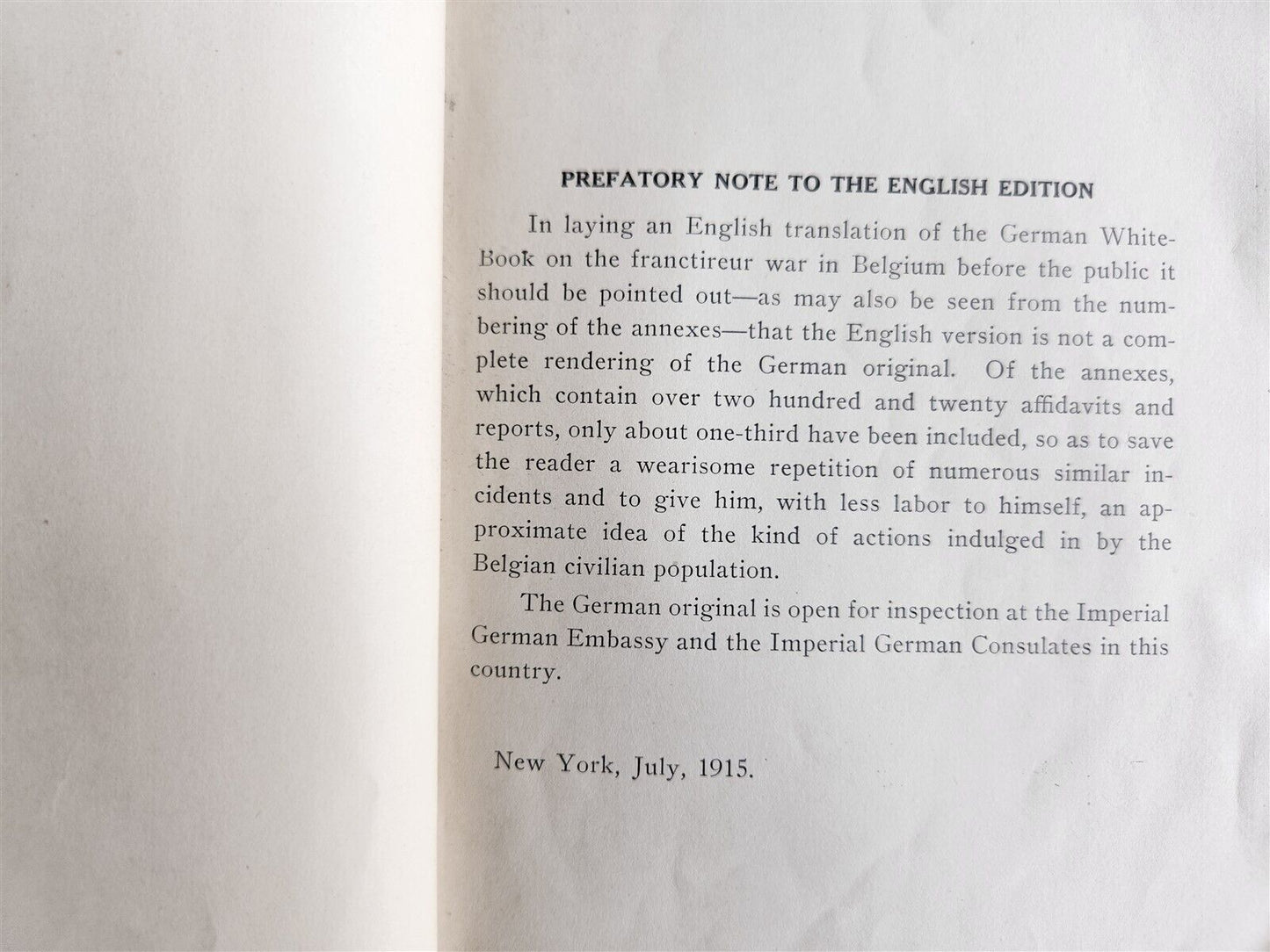 1915 THE BELGIAN PEOPLE'S WAR VIOLATION of INTERNATIONAL LAW antique booklet
