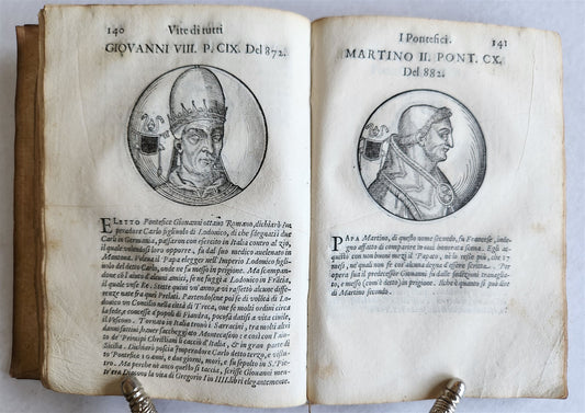 1592 LIVES of POPES ILLUSTRATED w/ 240 WOODCUTS antique 16th CENTURY