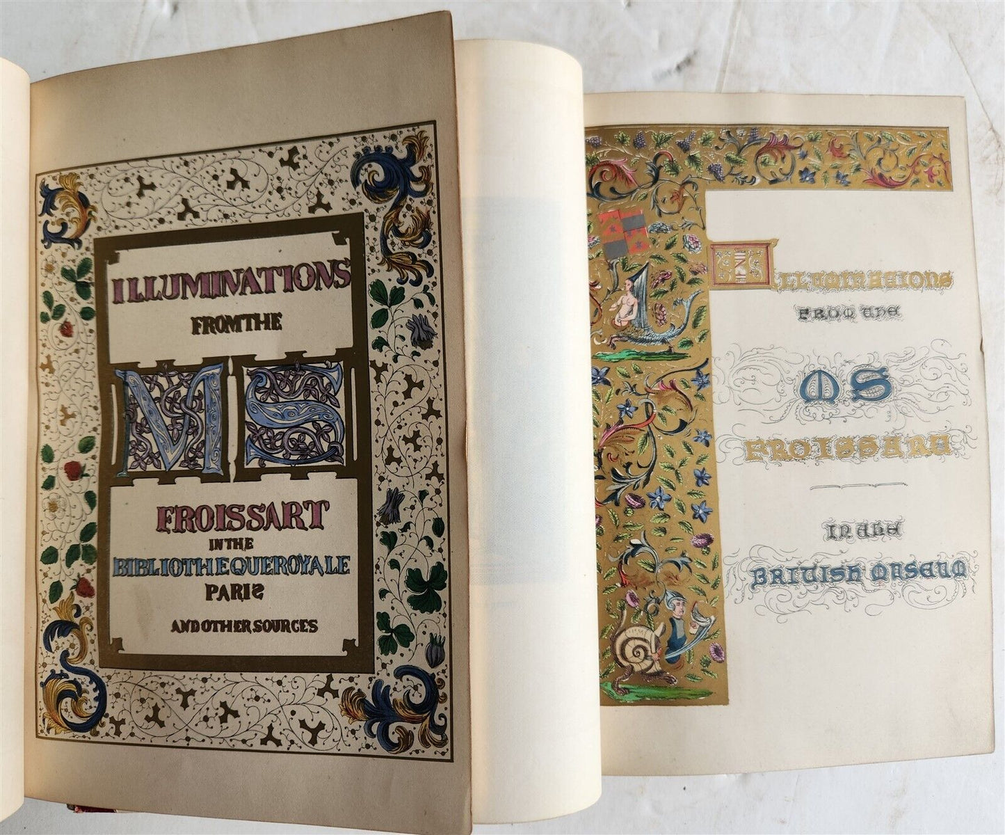 1868 FROISSART CHRONICLES of ENGLAND FRANCE SPAIN 2 VOLUMES antique ILLUSTRATED