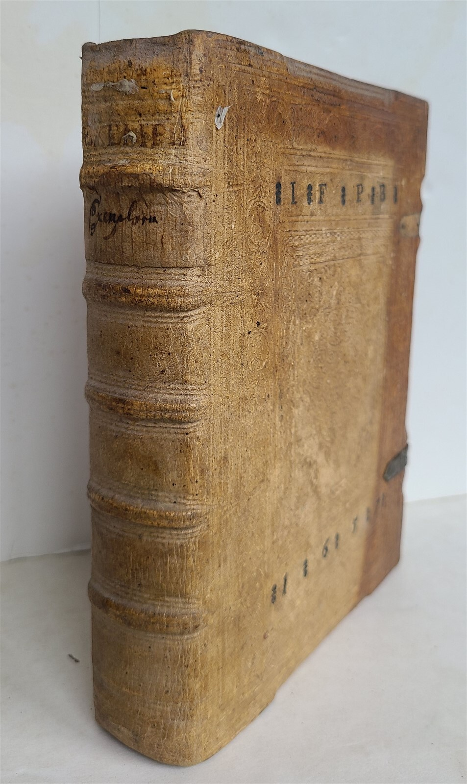 1650 BLIND-STAMPED PIGSKIN BOUND ANTHOLOGY by Jesuit Georg Stengel antique