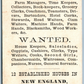 HELP WANTED NEW ENGLAND ANTIQUE ADVERTISING VICTORIAN TRADE CARD BLACK AMERICANA