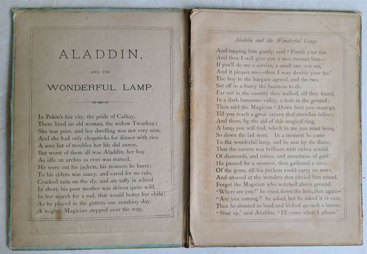 1880 ALADDIN or the WONDERFUL LAMP by McLOUGHLIN BRO'S NY antique childrens book