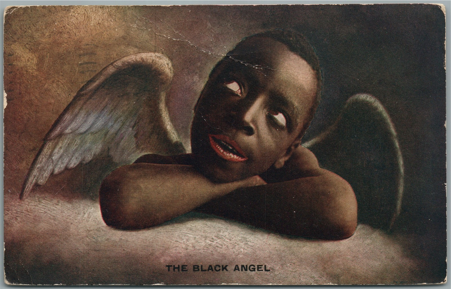 BLACK ANGEL COMIC ANTIQUE POSTCARD BLACK AMERICANA