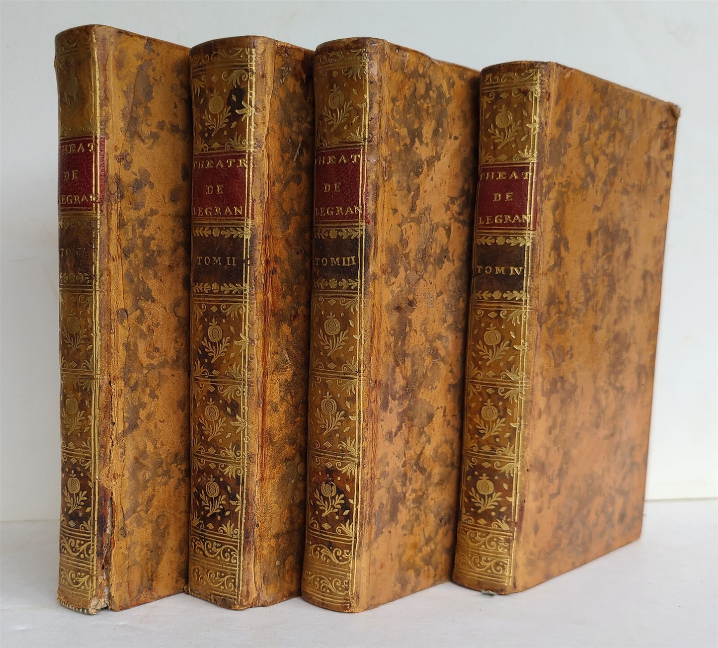 1742 FRENCH THEATRE PLAYS 4 VOLS antique Theatre de Monsieur Le Grand comedien