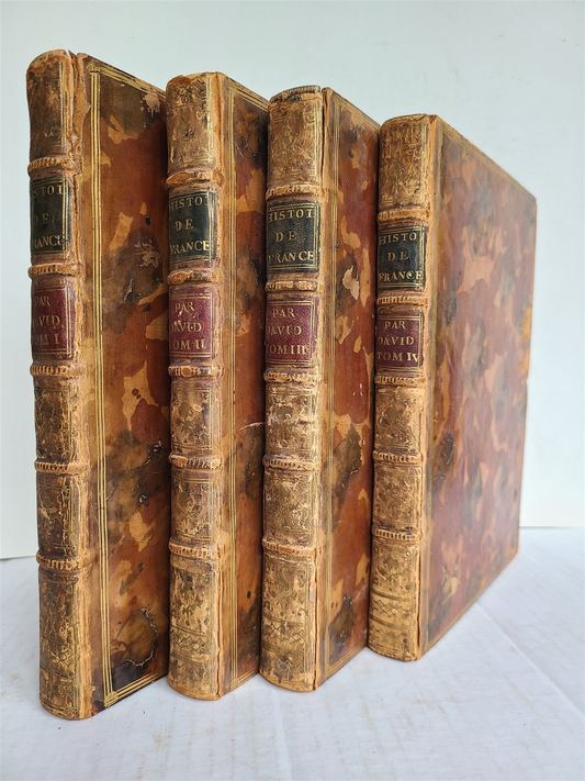 1787 FRENCH HISTORY 4 VOLUMES ILLUSTRATED w/ 115 NICE ENGRAVINGS antique