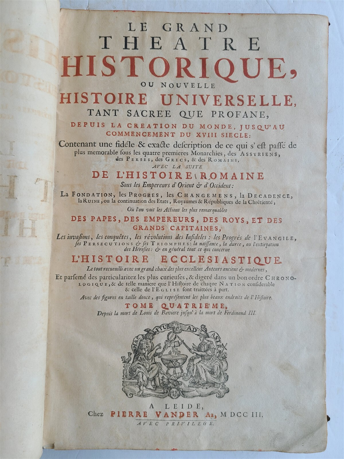 1703 WORLD'S HISTORY ILLUSTRATED FOLIO antique Le Grand Theatre Historique