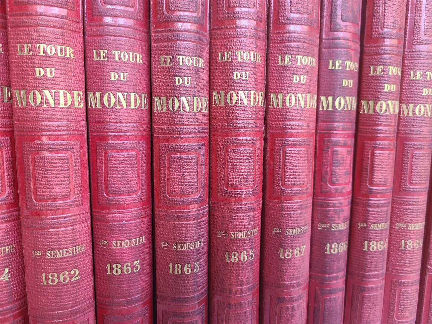 1860-85 49 volumes HISTORY of VOYAGES TOUR DE MONDE ILLUSTRATED antique 170 lbs