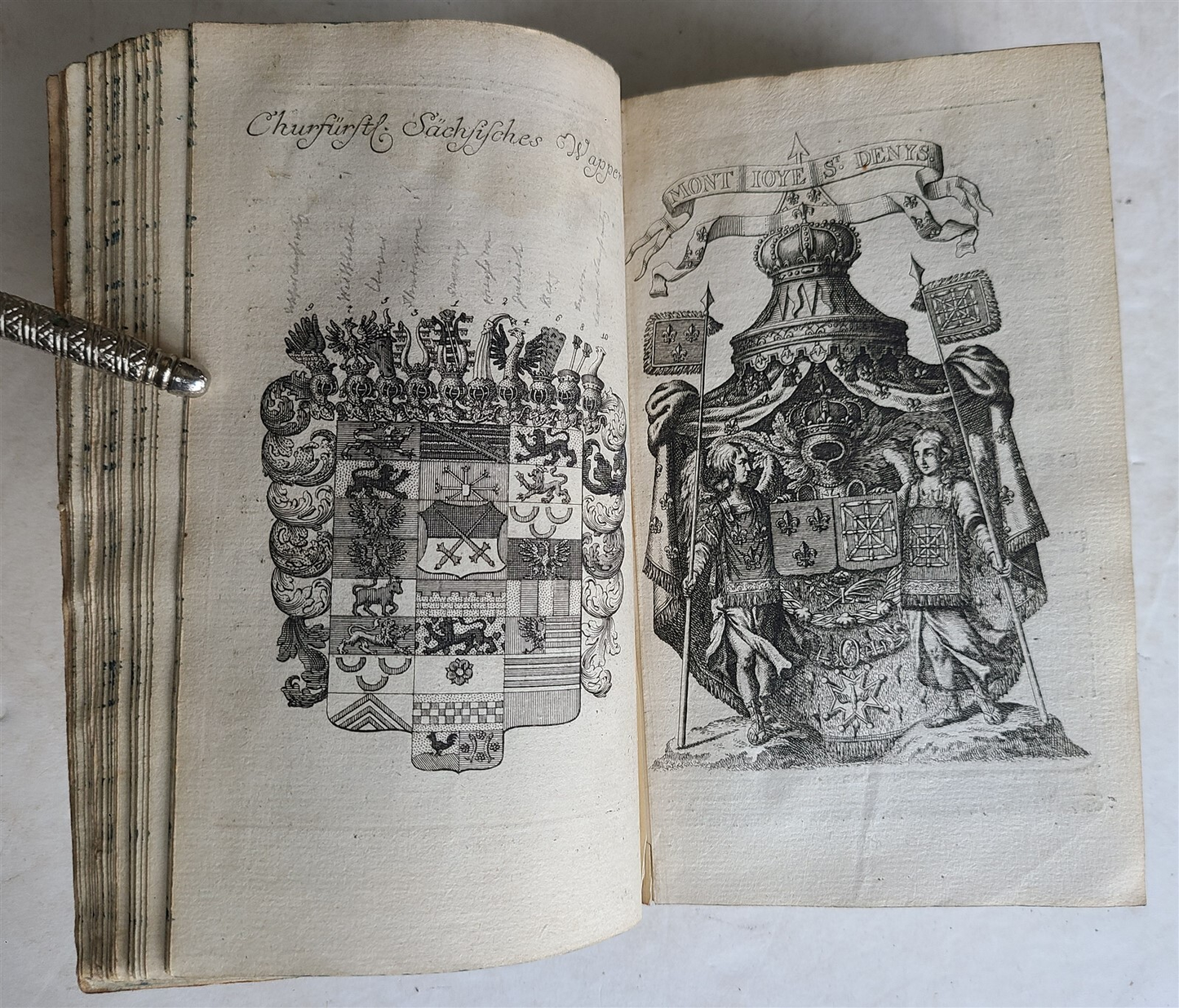 1754 COATS of ARMS of GERMAN NOBLES Wappen-Kalender antique fully illustrated