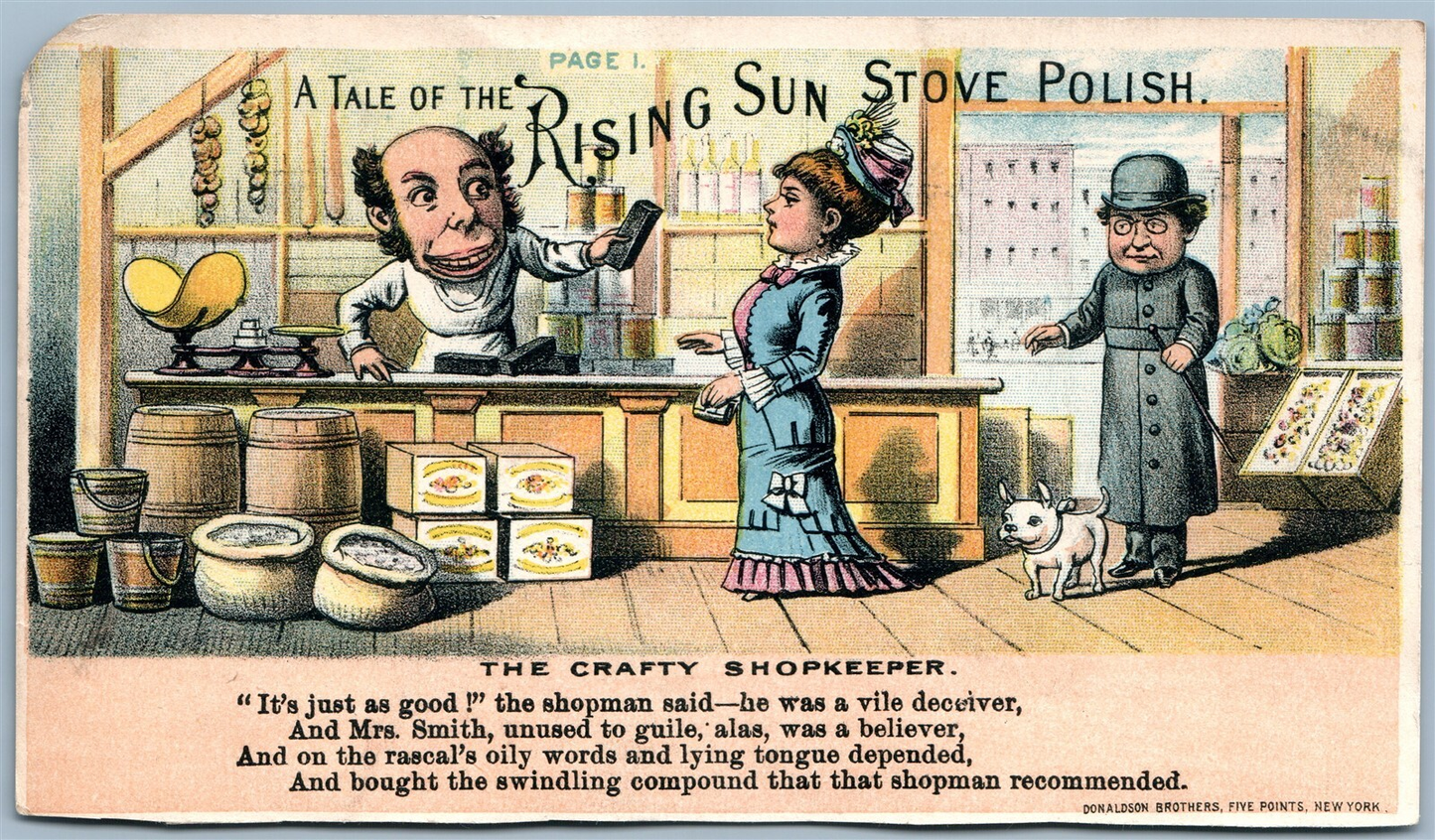 STOVE POLISH ANTIQUE ADVERTISING VICTORIAN TRADE CARD BLACK AMERICANA