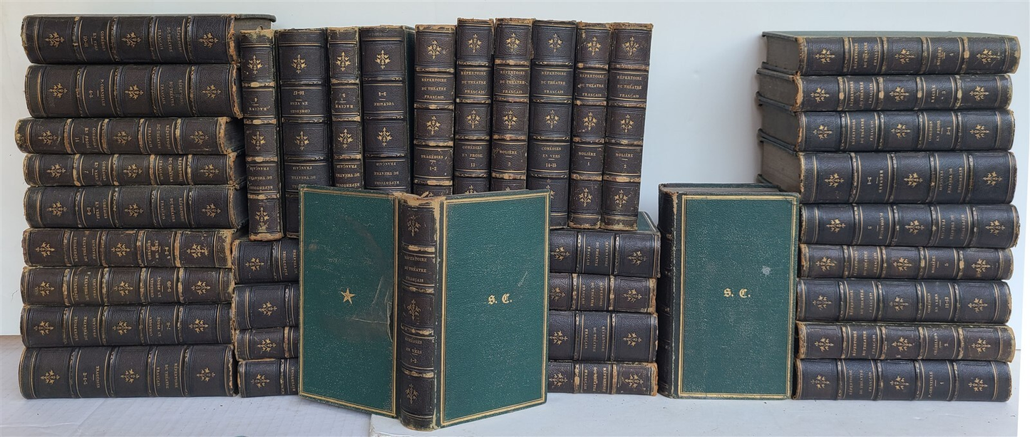 1818 FRENCH THEATRE PLAYS 38 VOLUMES antique DECORATIVE BINDINGS