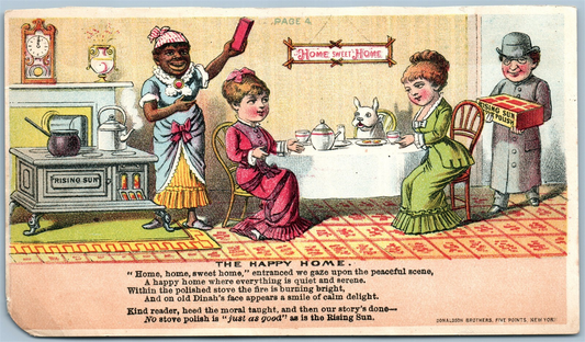 STOVE POLISH ANTIQUE ADVERTISING VICTORIAN TRADE CARD BLACK AMERICANA