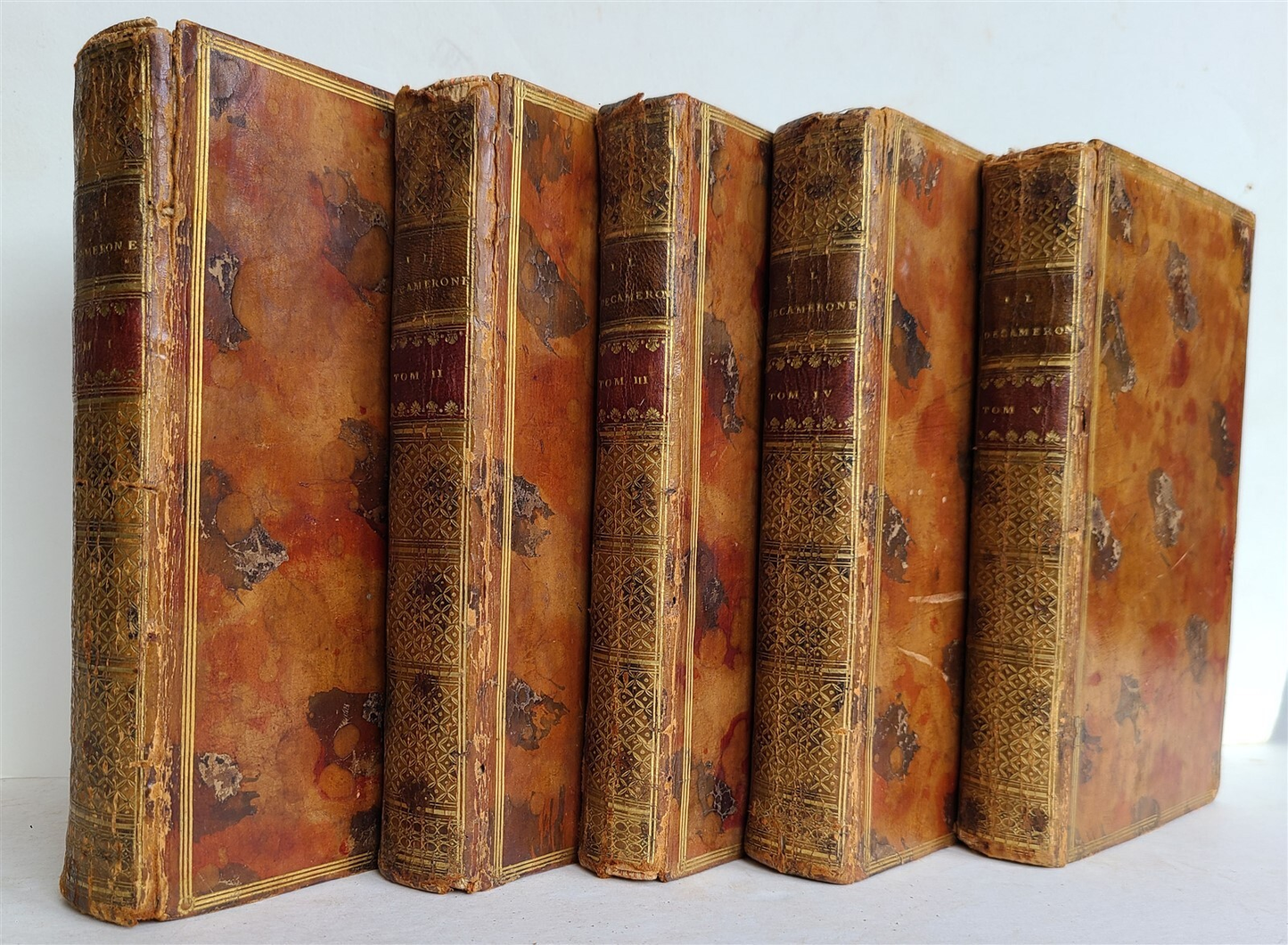 1757 IL DECAMERON by Giovanni BOCCACCIO antique 5 VOLUMES ILLUSTRATED 110 plates