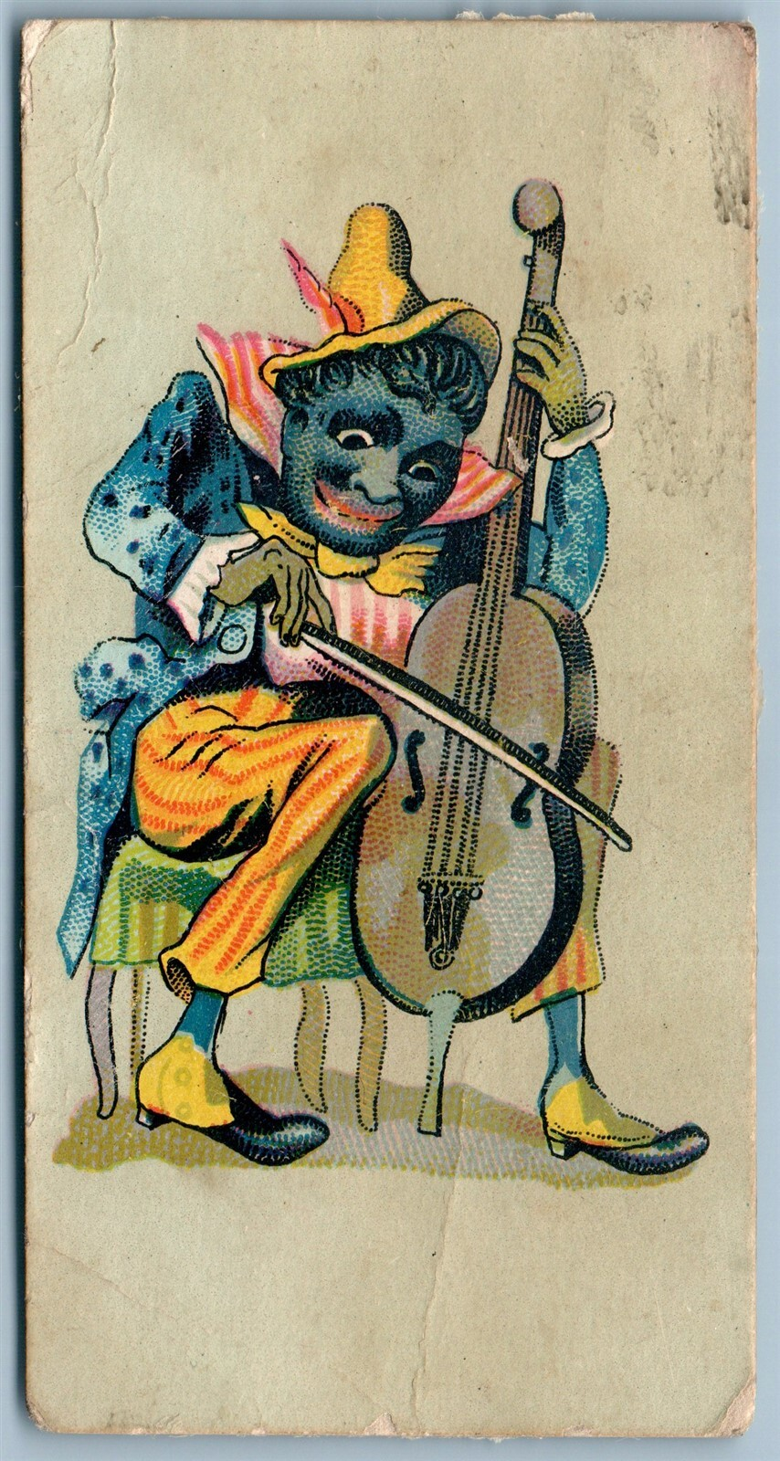 VIOLIN PLAYER ANTIQUE ADVERTISING VICTORIAN TRADE CARD BLACK AMERICANA