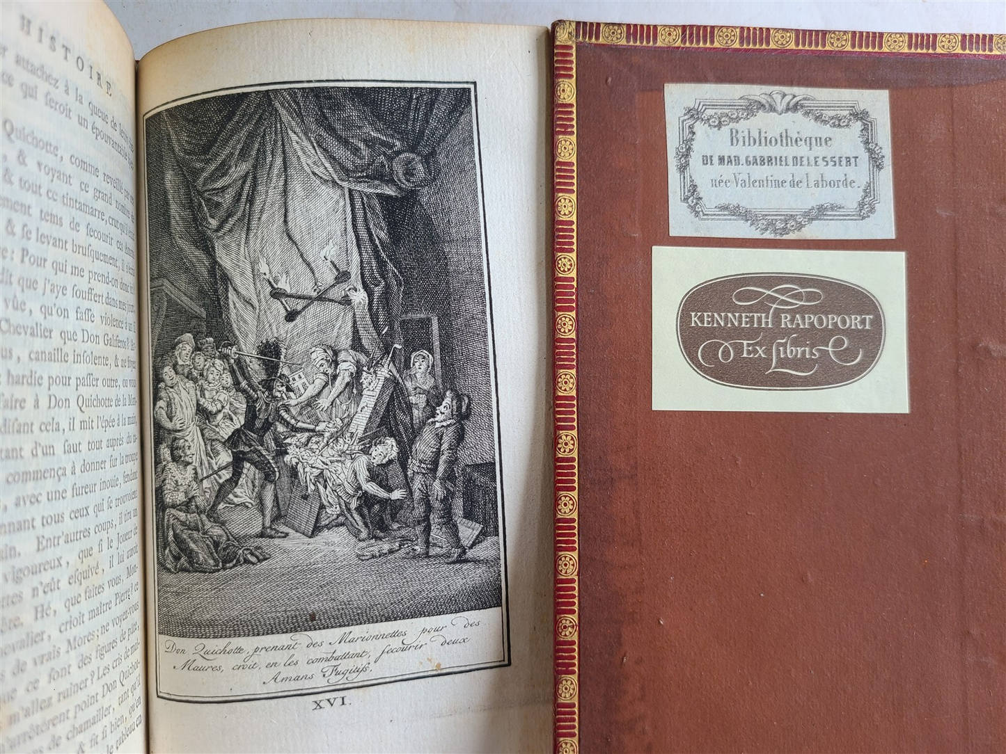 1768 DON QUICHOTTE DE LA MANCHE by MICHEL DE CERVANTES 8 VOLS antique DECORATIVE