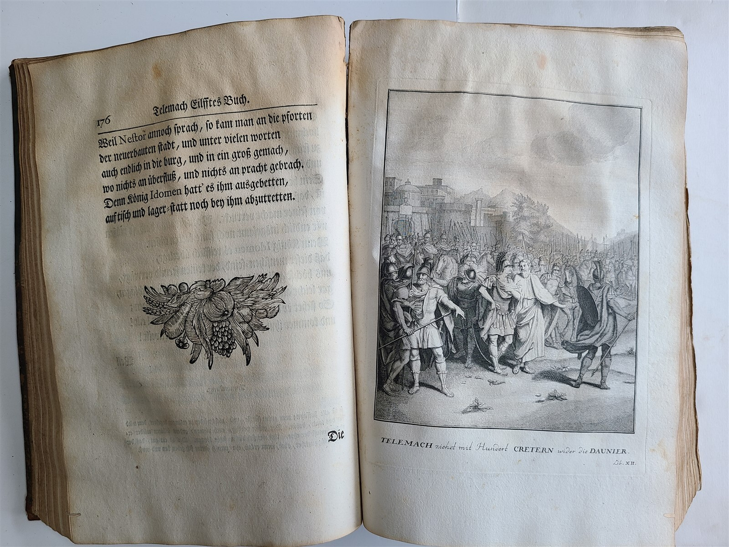 1739 TELEMACHUS SEEKING HIS FATHER ILLUSTRATED FOLIO antique in GERMAN