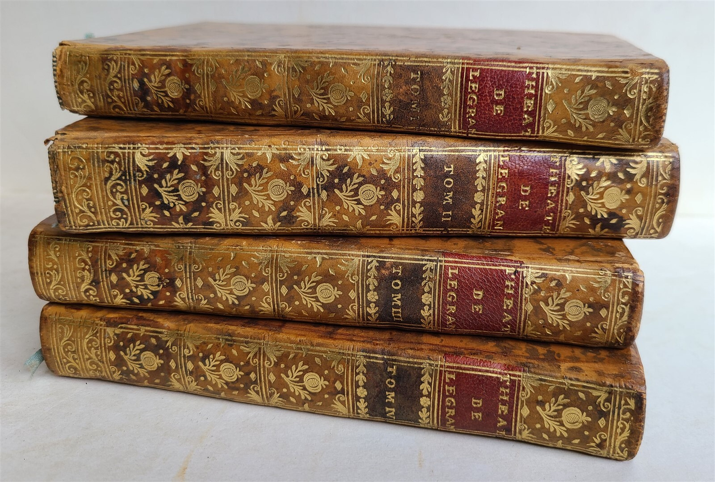 1742 FRENCH THEATRE PLAYS 4 VOLS antique Theatre de Monsieur Le Grand comedien