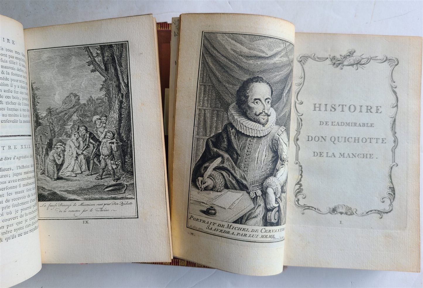 1768 DON QUICHOTTE DE LA MANCHE by MICHEL DE CERVANTES 8 VOLS antique DECORATIVE