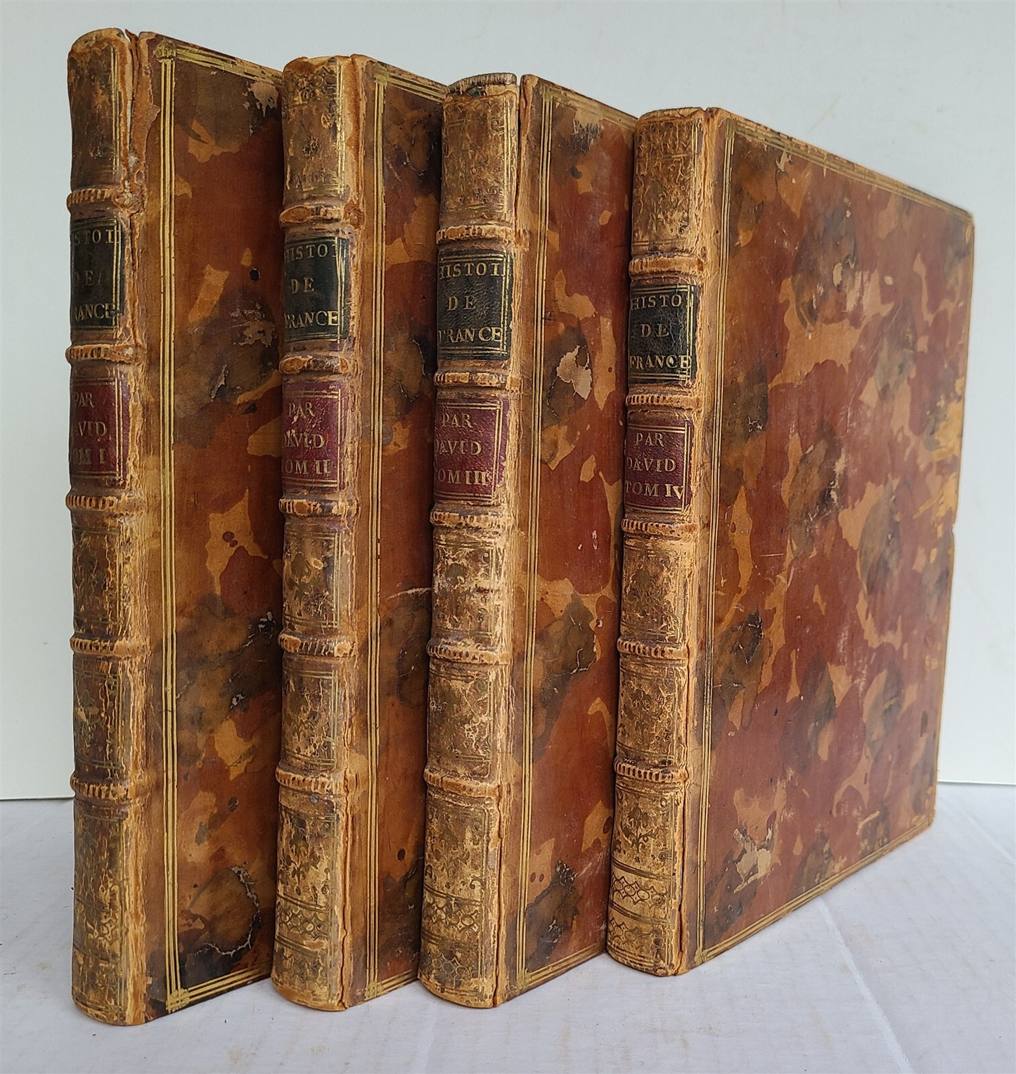 1787 FRENCH HISTORY 4 VOLUMES ILLUSTRATED w/ 115 NICE ENGRAVINGS antique