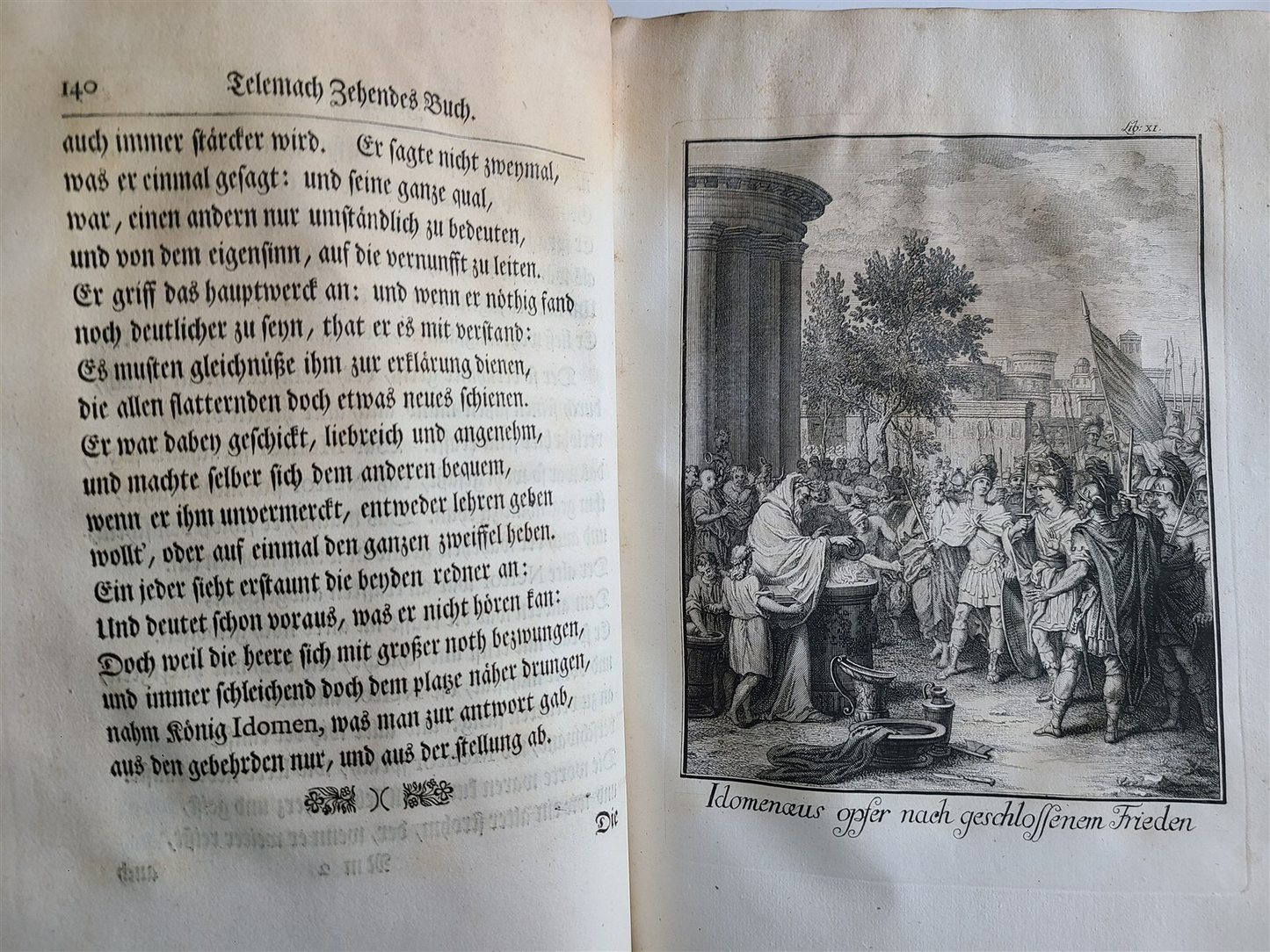 1739 TELEMACHUS SEEKING HIS FATHER ILLUSTRATED FOLIO antique in GERMAN