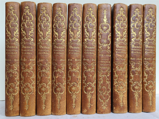 1834 LADIES CONVERSATIONAL LEXICON 10 VOLUMES ILLUSTRATED antique DECORATIVE