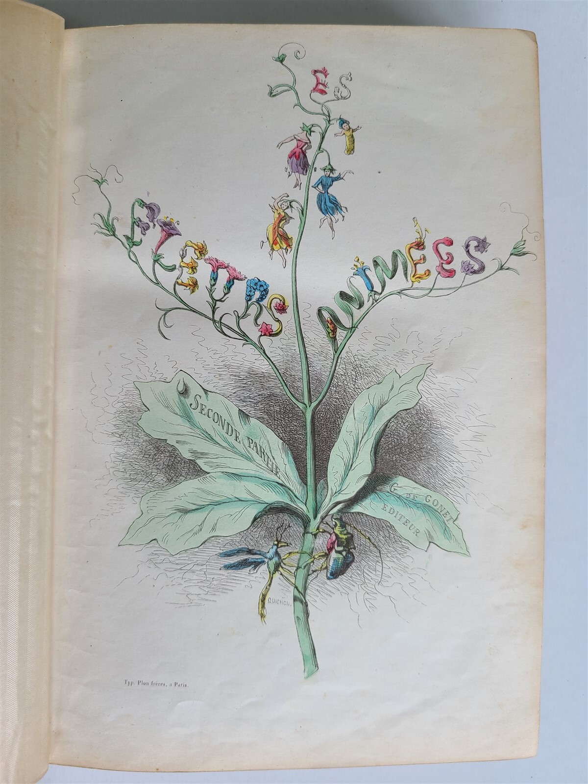 1847 FLOWERS PERSONIFIED antique ILLUSTRATED w/ 23 PLATES Les fleurs animees