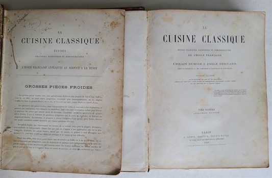 1890 CLASSIC CUISINE 2 VOLUMES in FRENCH antique BEAUTIFULLY ILLUSTRATED FOLIO