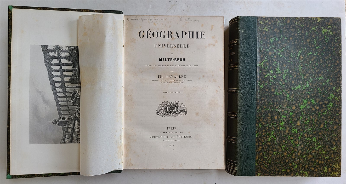 1875 WORLD'S GEOGRAPHY 6 VOLUMES antique in FRENCH ILLUSTRATED