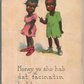 ROMANTIC COUPLE COMIC ANTIQUE POSTCARD BLACK AMERICANA