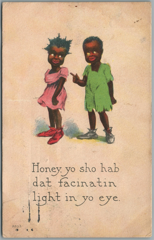 ROMANTIC COUPLE COMIC ANTIQUE POSTCARD BLACK AMERICANA