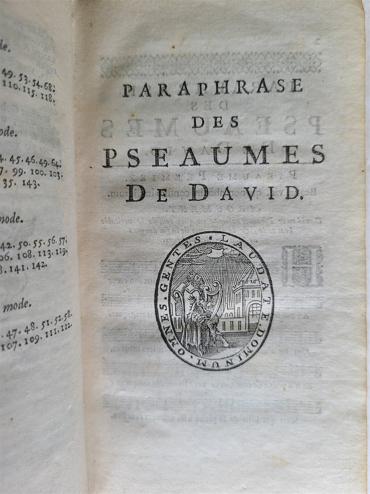 1676 PARAPHRASE UPON THE PSALMS of DAVID antique in FRENCH