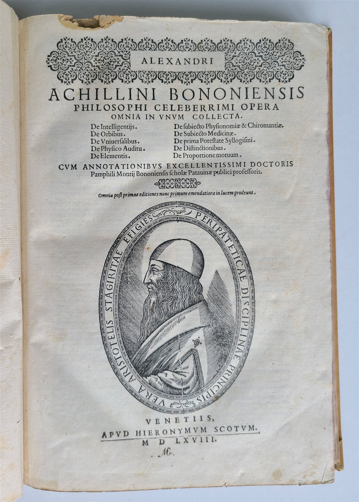 1568 ALESSANDRO ACHILLINI antique VERY RARE MEDICAL TREATISE 16th century