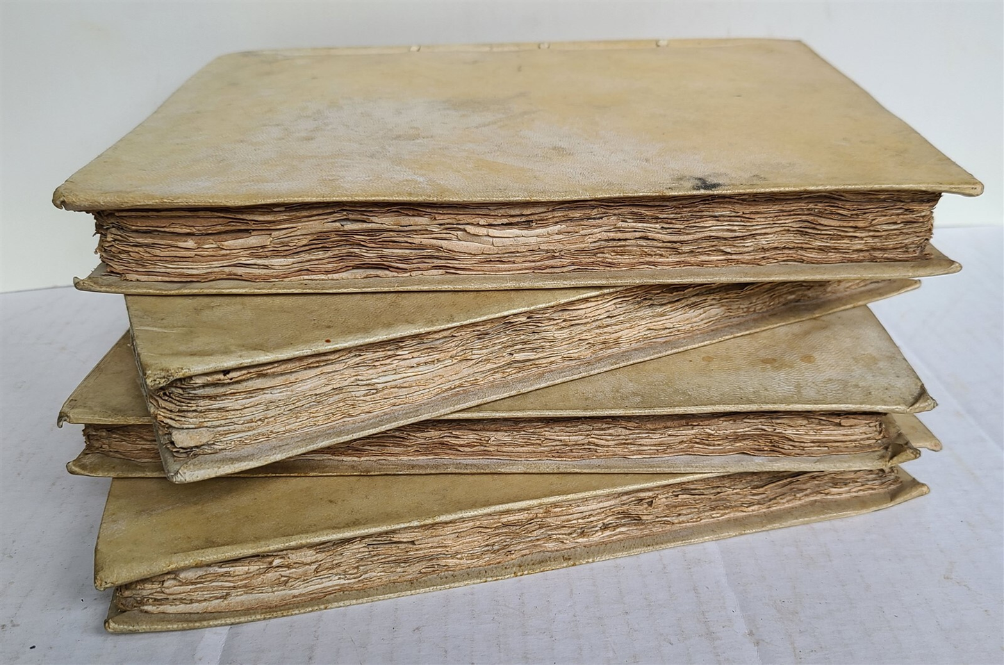 1731-1735 LIVES OF HOLY FATHERS 4 VOLUMES antique in ITALIAN VELLUM BOUND