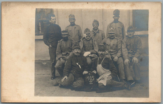SOLDIERS GROUP WWI ERA ANTIQUE REAL PHOTO POSTCARD RPPC