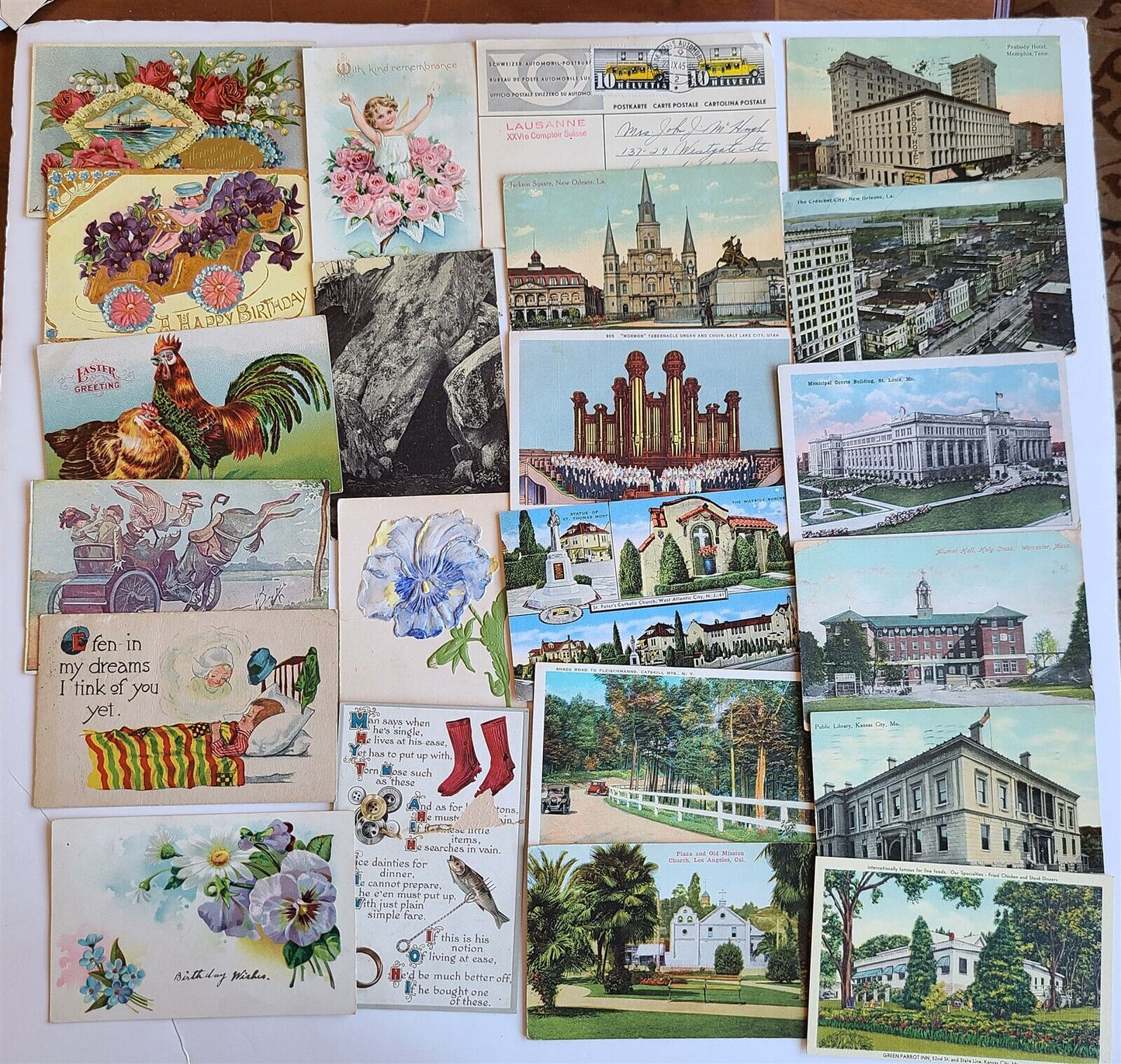 Lot of 510 ANTIQUE & VINTAGE POSTCARDS RPPC TOWN VIEWS GREETINGS mix