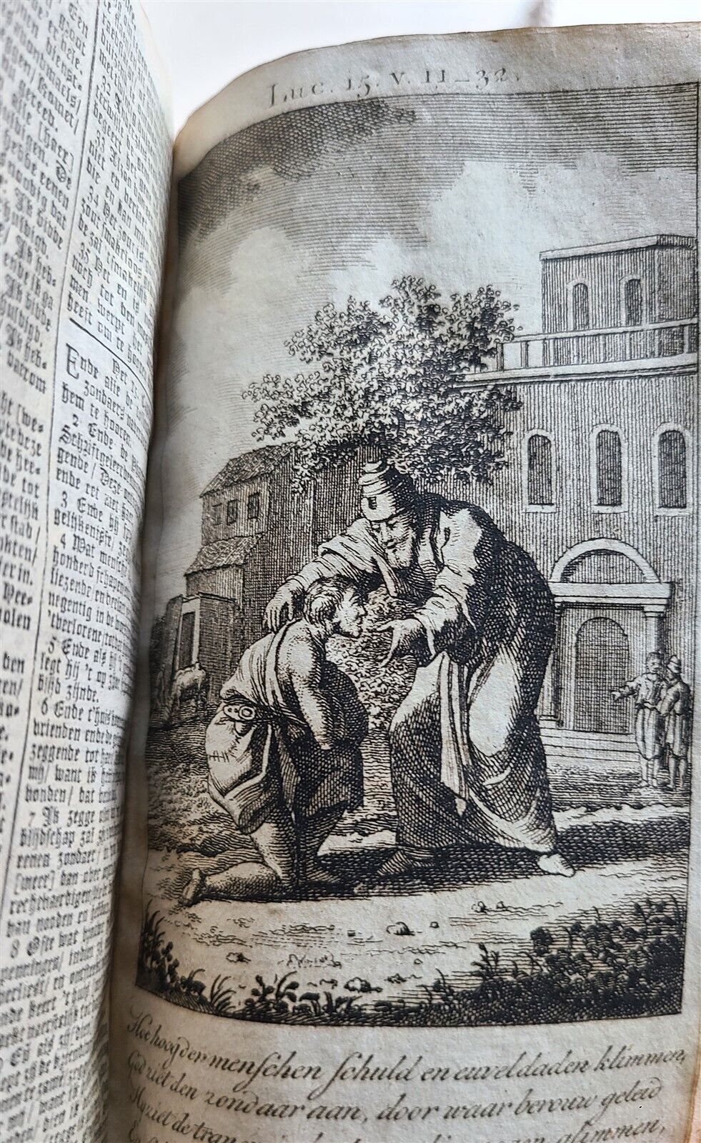 1797 BIBLE in DUTCH ILLUSTRATED antique VELLUM BOUND BIBLIA OLD & NEW TESTAMENT