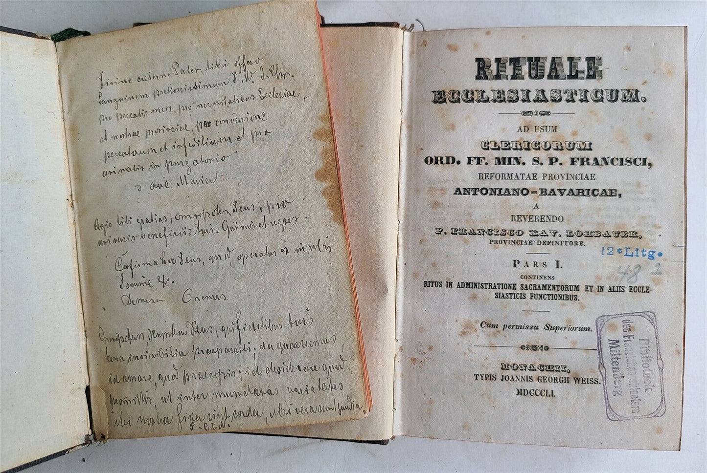 1851-1852 RITUALS ECCLESIASTICUM 5 VOLUMES antique